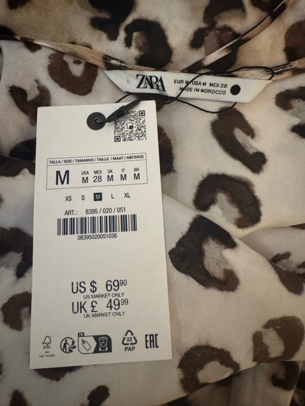 ZARA Leopard Print Slip Dress Midi – NWT Size M A-Line Backless - Picture 10 of 10